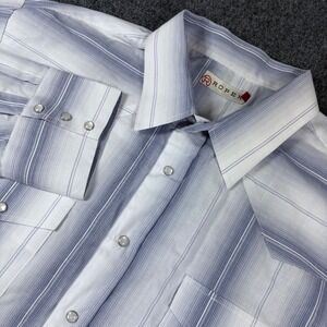 Roper Western Shirt Striped Cowboy Rodeo Pearl Snap‎ Long Sleeve 2XL